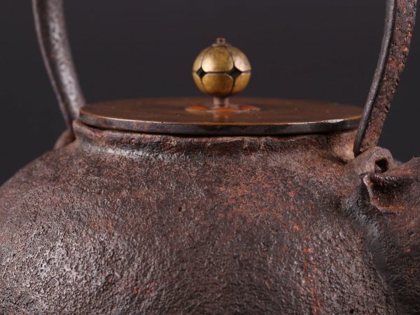 煎茶道具 文福茶釜形 時代鉄瓶 釜師造 銅製蓋 古作 時代物 極上品 初