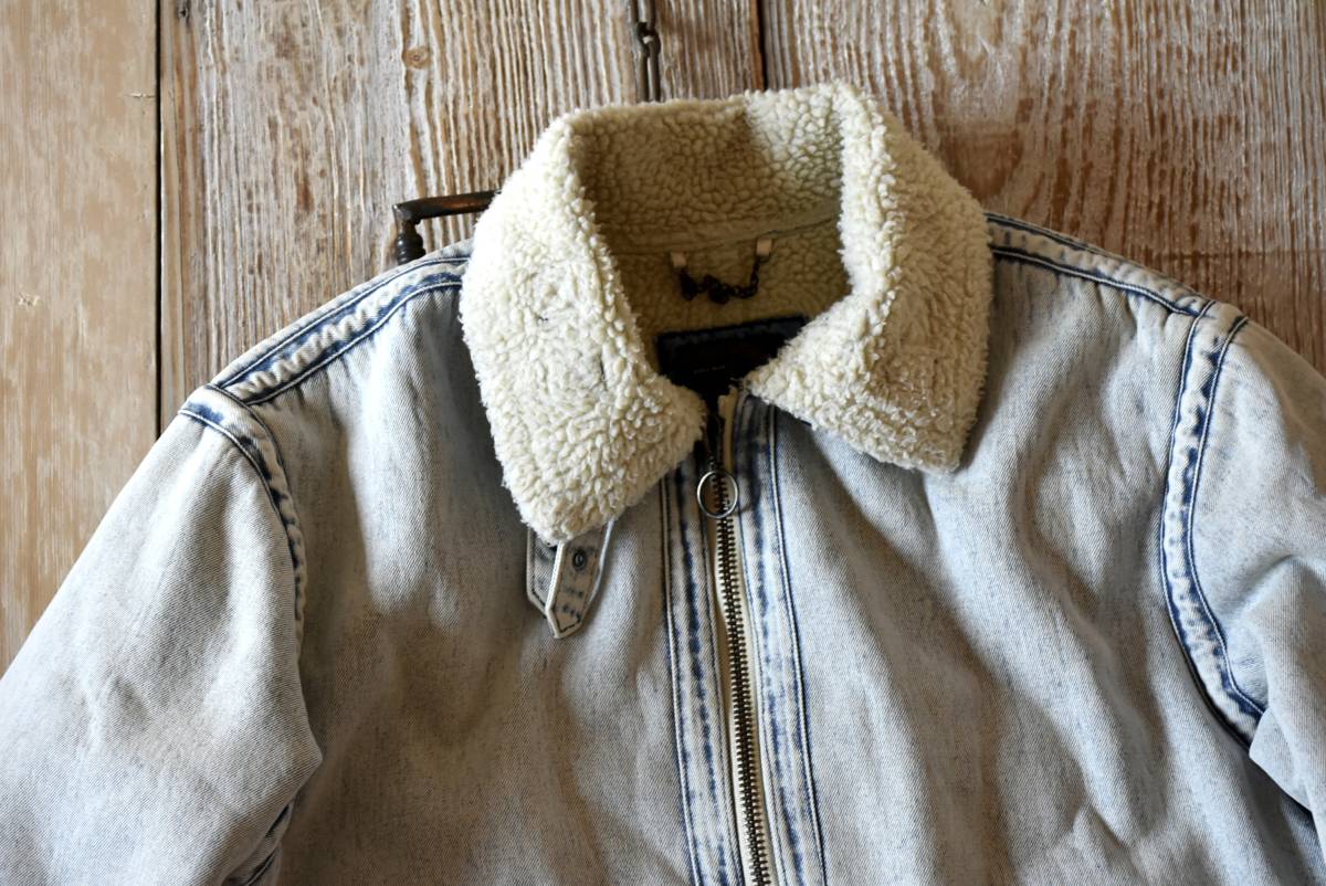 希少 良品 ザラマン ZARA MAN インディゴ デニム メンズ ボア バイカー 