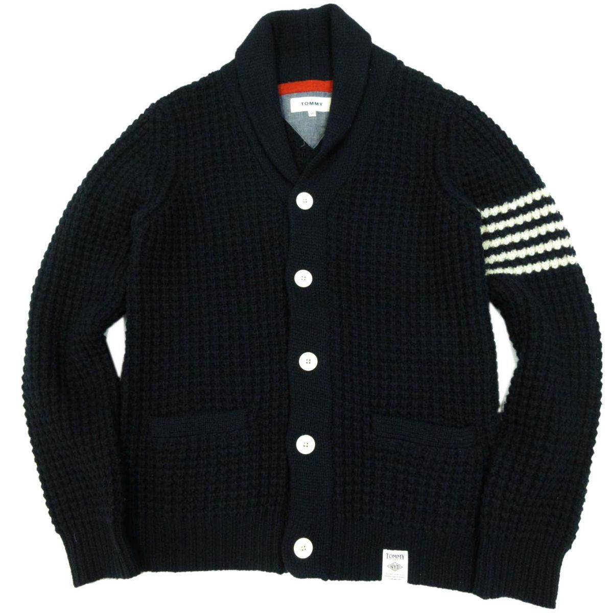 1円 ◎トミーヒルフィガー ニットジャケット ショールカラー TOMMY 