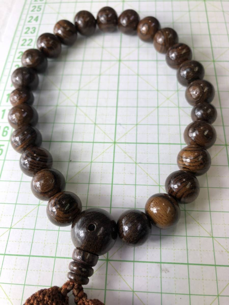 数珠 タイガーチーク 24玉 正絹 略式念珠 弘法大師レンズ入り _6