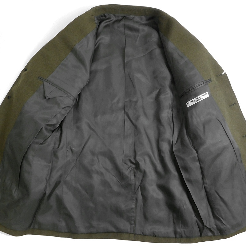 ■KATHARINE HAMNETT LONDON キャサリン ハムネット 定4.4万 秋冬 ツイード調 ミリタリー ショートコート 934J7205KHAKI XL▲028▼bus1762c HAMNETT KATHARINE キャサリンハムネット &frasl;月間優良ショップ カードケース 黒