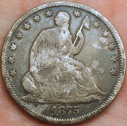 アメリカ銀貨】（1875年銘 12.3g トーン） アメリカ銀貨（1875年銘