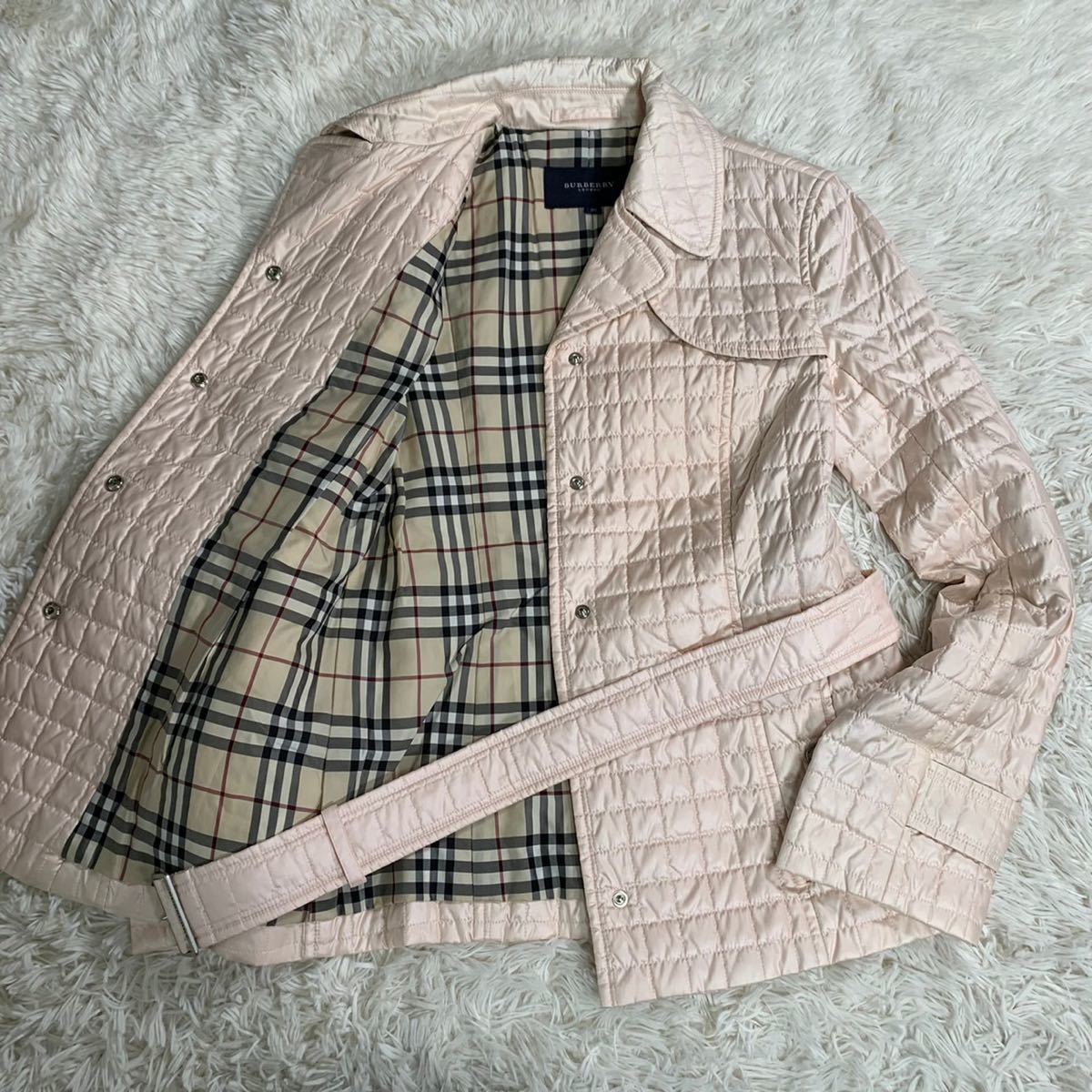 極美品 バーバリー ロンドン キルティングコート ノバチェック 薄