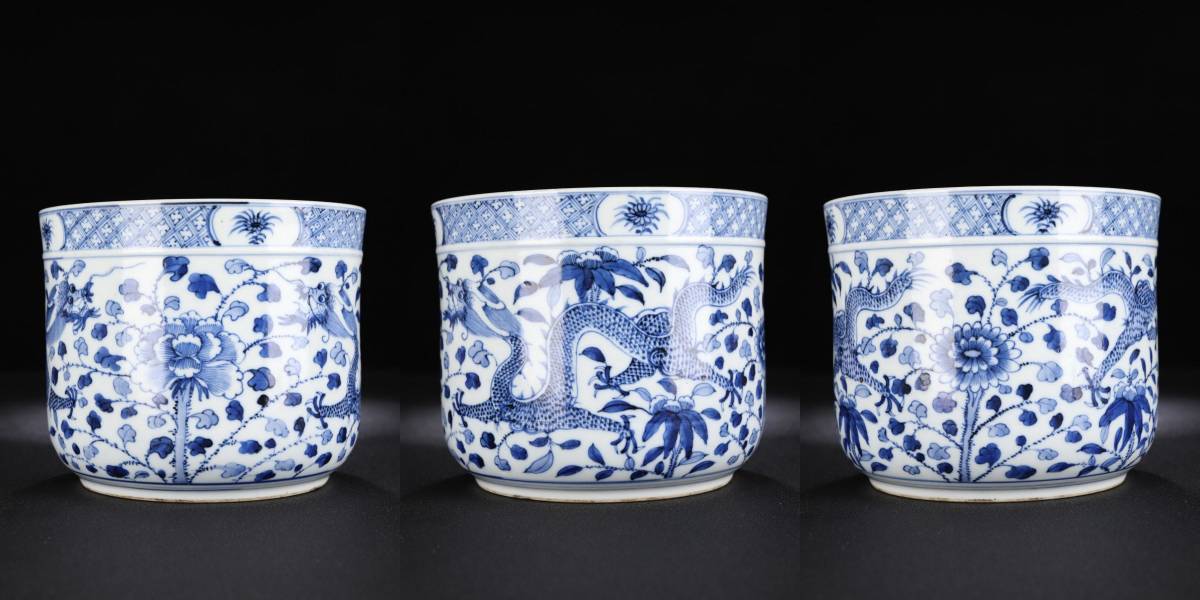 染付 人物図 輪花鉢 磁器 骨董 康熙