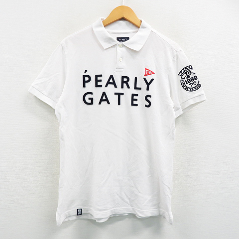 豊富な，HOT PEARLY GATES パーリーゲイツ 2019年モデル 半袖ポロシャツ ロゴワッペン ホワイト系 5 240001441952 ゴルフウェア メンズ(パーリーゲイツ)｜売買されたオークション情報、yahooの商品情報をアーカイ シャツ
