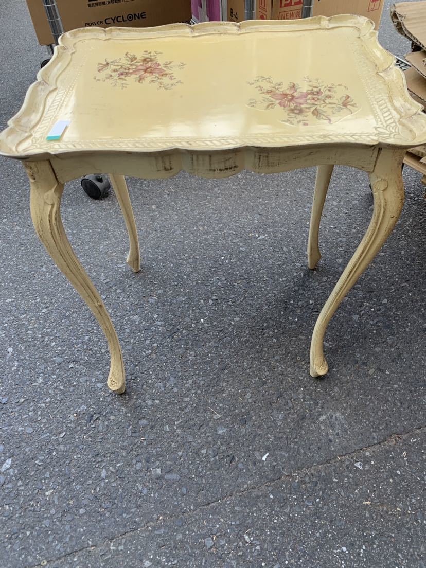 【美品】大理石調　サイドテーブル コンソールテーブル 猫足花台　イタリア製 イタリア製 花台 サイドテーブル 大理石 象嵌 コンソール アンティーク