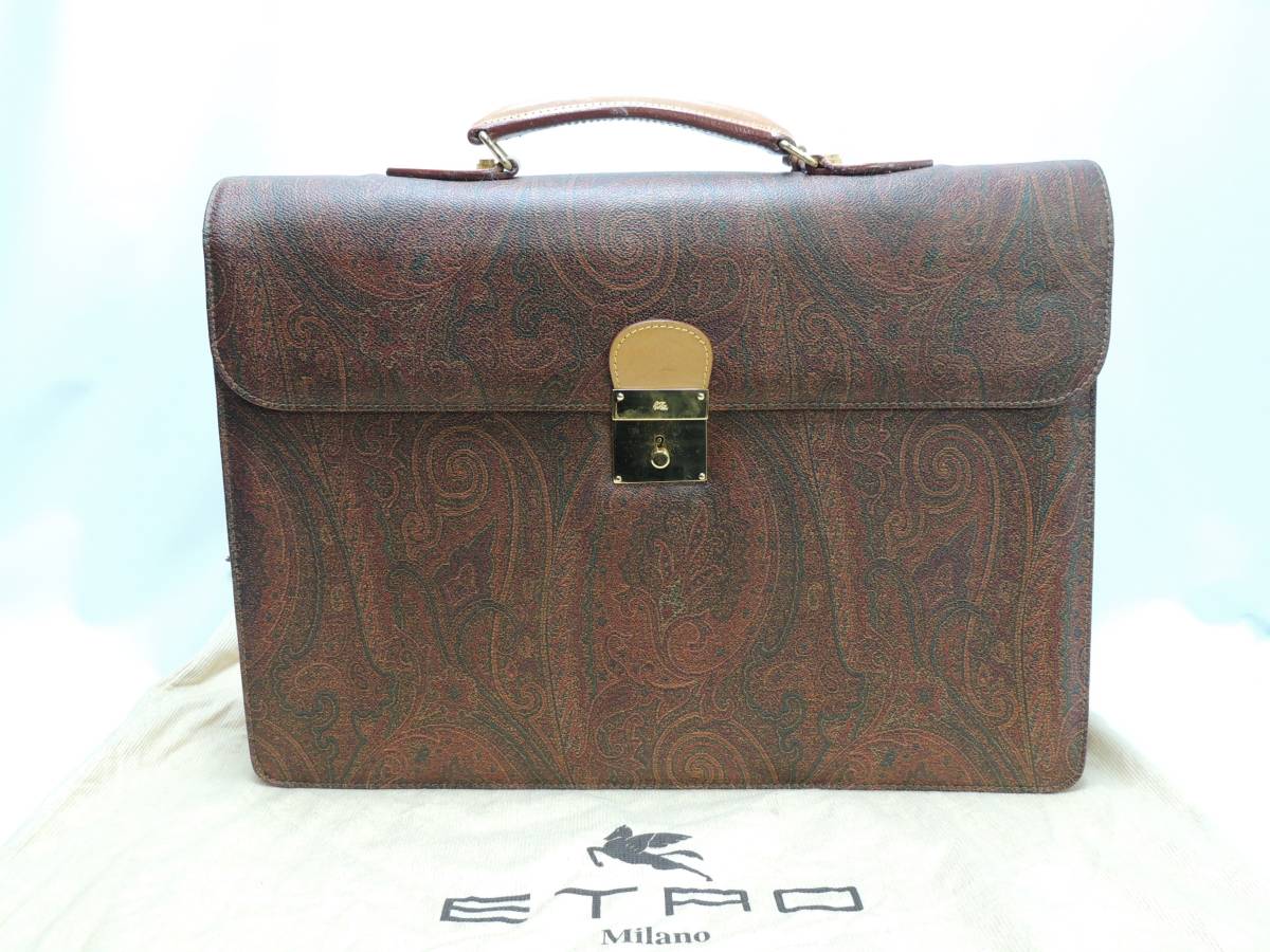 1* ETRO ペイズリー柄 ビジネスバッグ ブリーフケース レザー