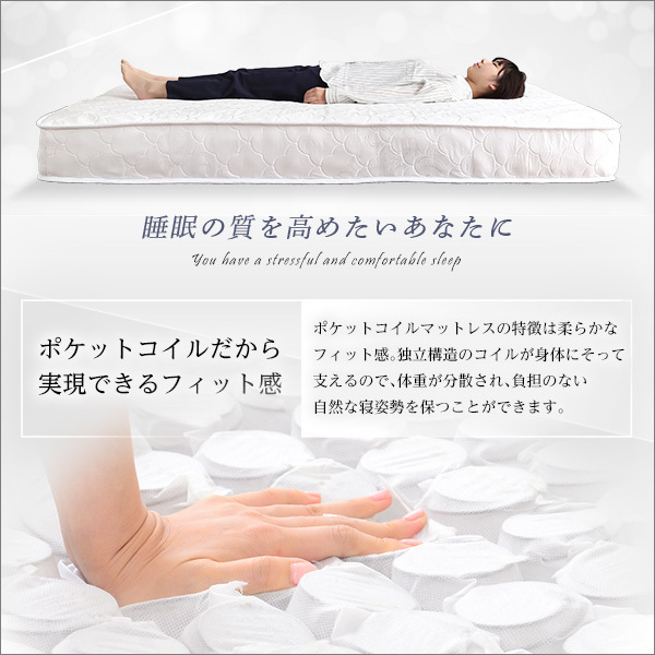 ポケットコイル マットレス セミダブル] 三つ折り 厚み10cm 床 圧縮ロール 片面仕様 ボンネルコイル 新技術 ロール梱包 厚さ15cmセミダブルロング Sheera(シェエラ ポケットコイルマットレス ポケット セミダブル