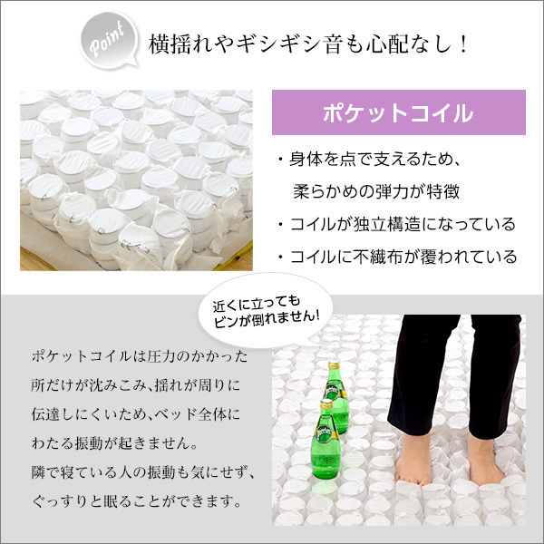 ポケットコイル マットレス セミダブル] 三つ折り 厚み10cm 床 圧縮ロール 片面仕様 ボンネルコイル 新技術 ロール梱包 厚さ15cmセミダブルロング Sheera(シェエラ ポケットコイルマットレス ポケット セミダブル