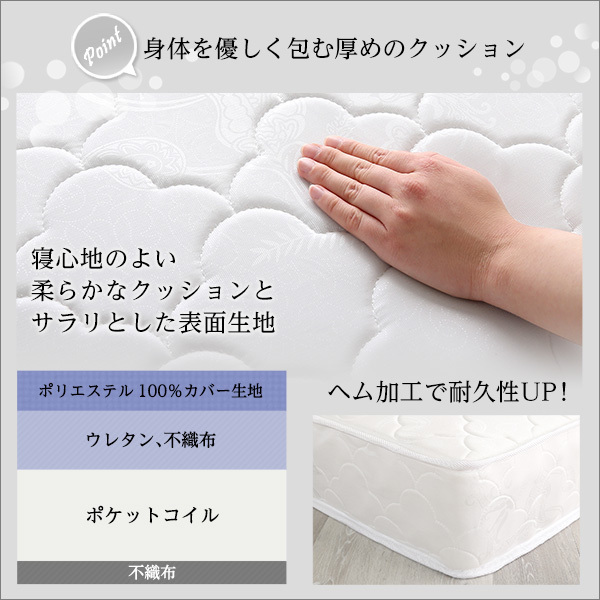 ポケットコイル マットレス セミダブル] 三つ折り 厚み10cm 床 圧縮ロール 片面仕様 ボンネルコイル 新技術 ロール梱包 厚さ15cmセミダブルロング Sheera(シェエラ ポケットコイルマットレス ポケット セミダブル