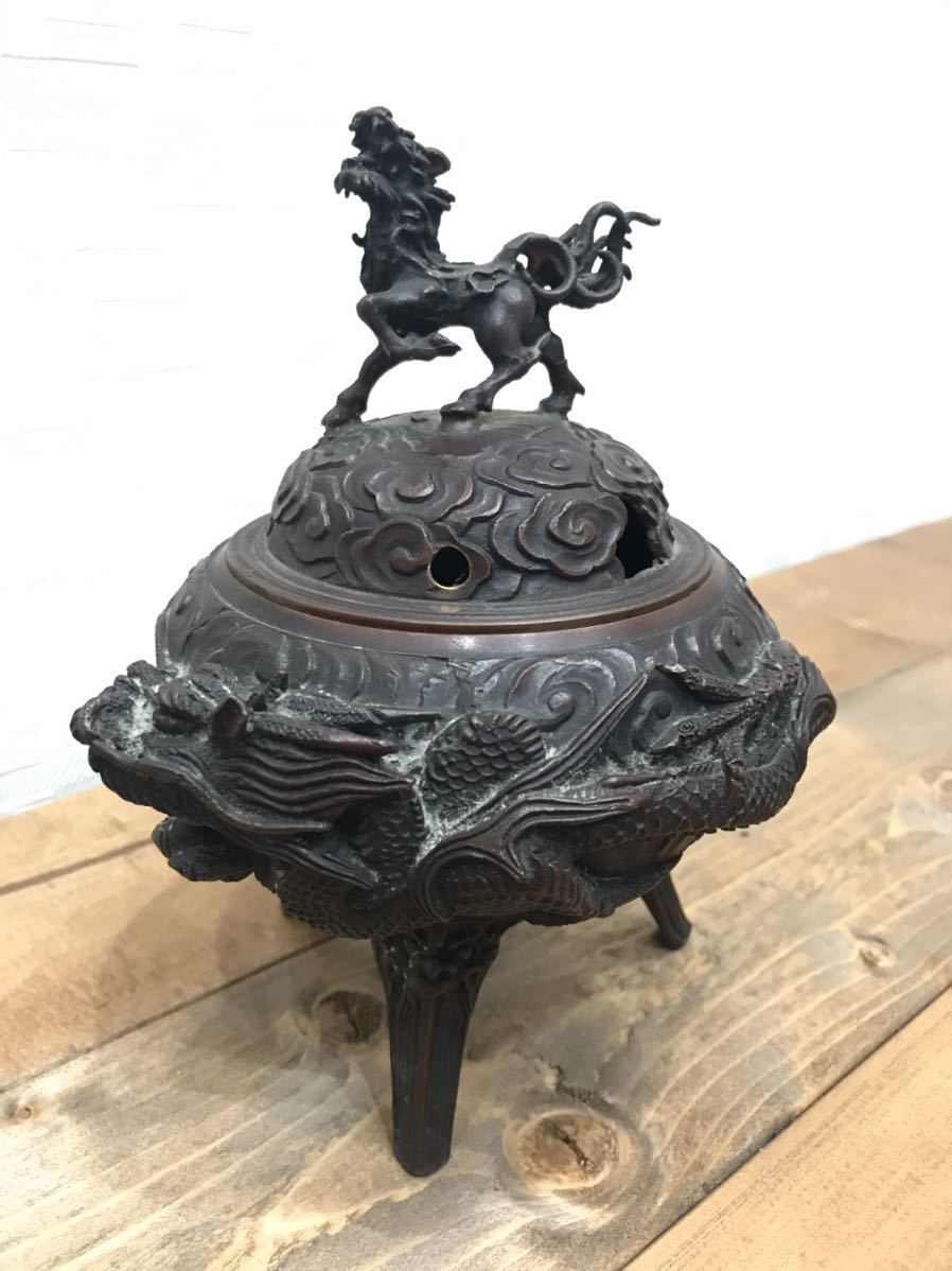 激安直販店 高岡銅器 金工作家 鋳物師 米田秀保作 の蝋型鋳銅の龍巻地