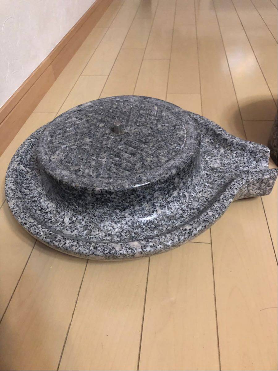  ★お買得品★石臼 （いしうす） ひき臼 （ひきうす）調理道具/碾き臼/石挽き臼/石臼挽き/手挽き★上石直径21cm型 ★現状品★