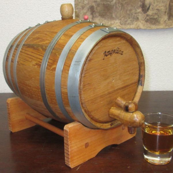 【訳有】 オーク製ミニ樽 熟成 & サーバー ♥オリジナルな酒を造る 2L シルバー
