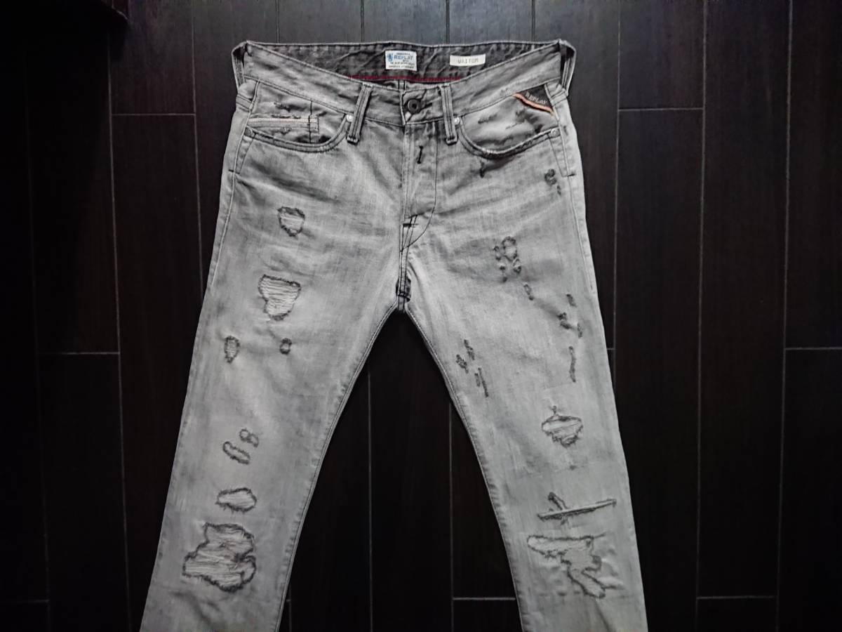 スリムフィットANBASS Aged 10th グレーパワーストレッチデニム 