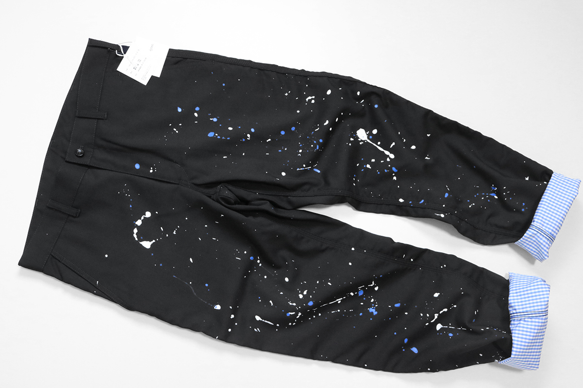 【HOT，本物保証】 COMME des GARCONS HOMME AD2019 ペイント加工 スリムパンツ ダークネイビー Sサイズ 下げ札付き コムデギャルソン オム P57(ボトムス)｜売買されたオークション情報、yahooの商品情報をアーカイブ公開 男性用