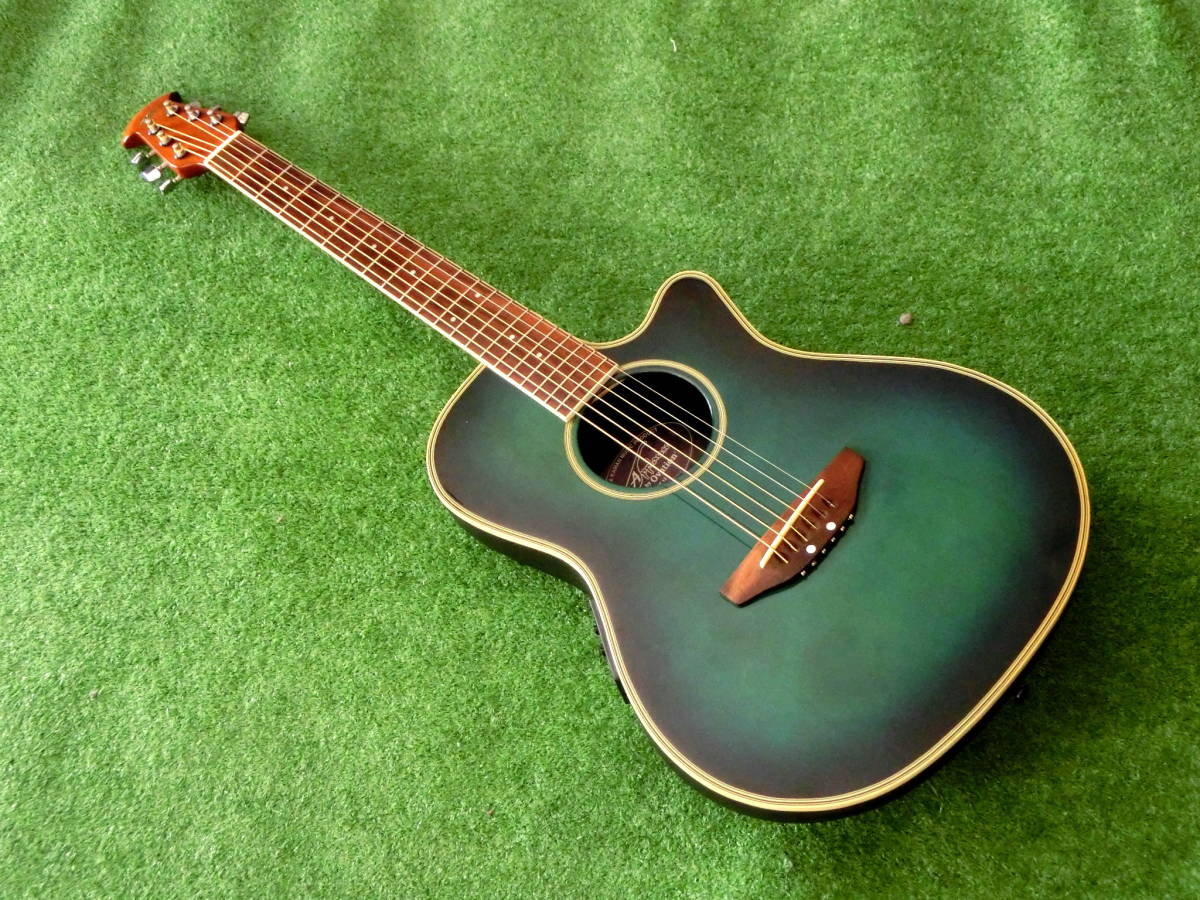 Applause グリーン アコースティックギター 即決 Applaus Ovation 小型エレアコギター 美色アプローズby