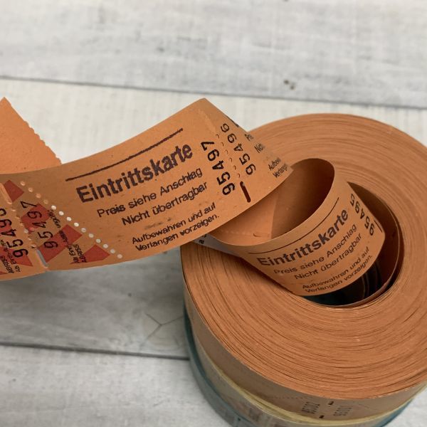 ドイツ　ロールチケット　5色　1ロール500枚×2500枚セット　ストライプ　検）アンティーク　輸入雑貨　ラッピング　コラージュタグ紙もの 052・Ａ-1379 アメリカチケット 券売機ロール紙 チョコレート : エフケイ