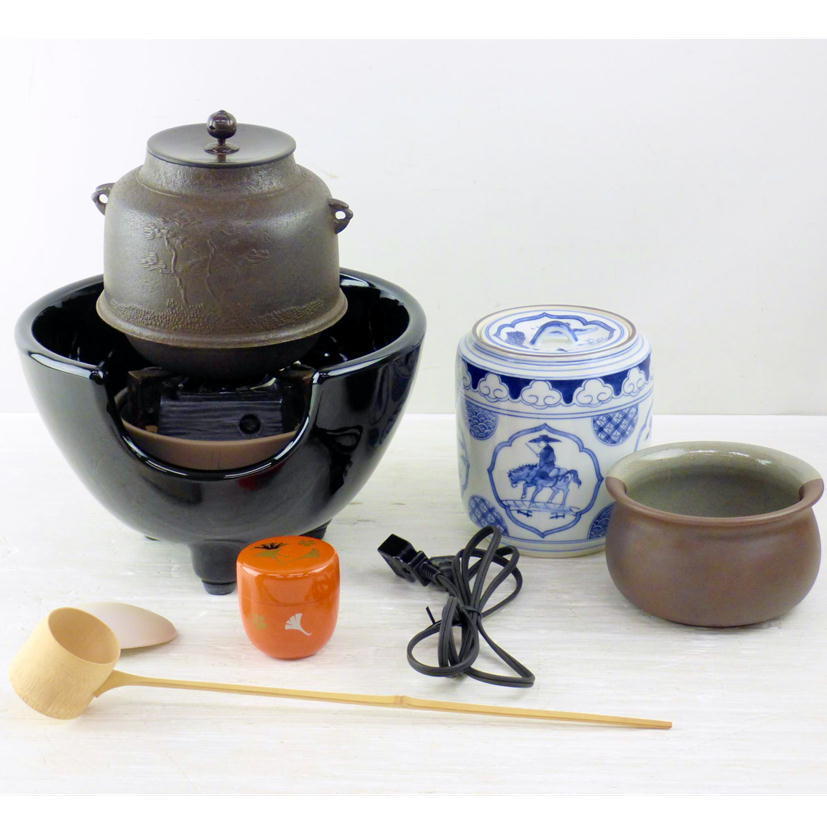 錫製 茶器セット 急須 茶托5客 建水 茶壺 箱付 煎茶道具 茶道具 楽天