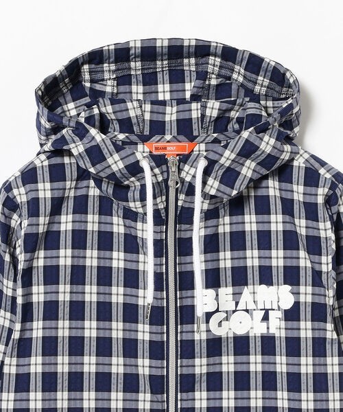 新品 チェック M ビームス ゴルフ BEAMS GOLF サッカー ジップ 