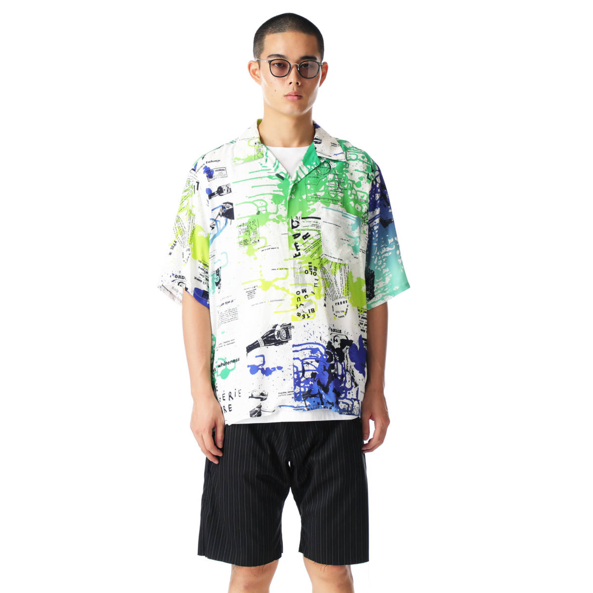 定価31900円 新品■uniform experiment 21SS ASGER JORN S/S BIG OPEN COLLAR SHIRT 総柄 オープンカラー シャツ フラグメント UE ■4