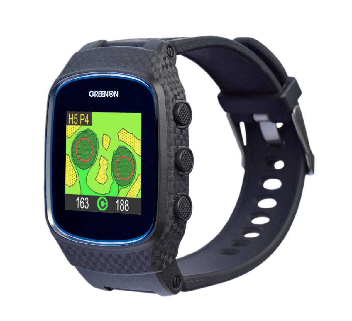 GREENON/THE GOLF WATCH A1-II/スマートウォッチ/デジタル/ラバー/BLK