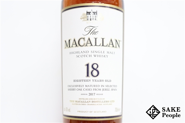◇注目! ザ・マッカラン 18年 2017 シェリーオークカスク 700ml 43