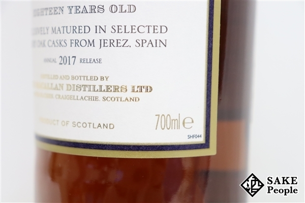 ◇注目! ザ・マッカラン 18年 2017 シェリーオークカスク 700ml 43