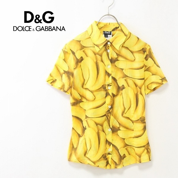 ◇D&G/ドルチェ&ガッバーナ バナナ柄 半袖 シャツ イエロー XS(半袖 