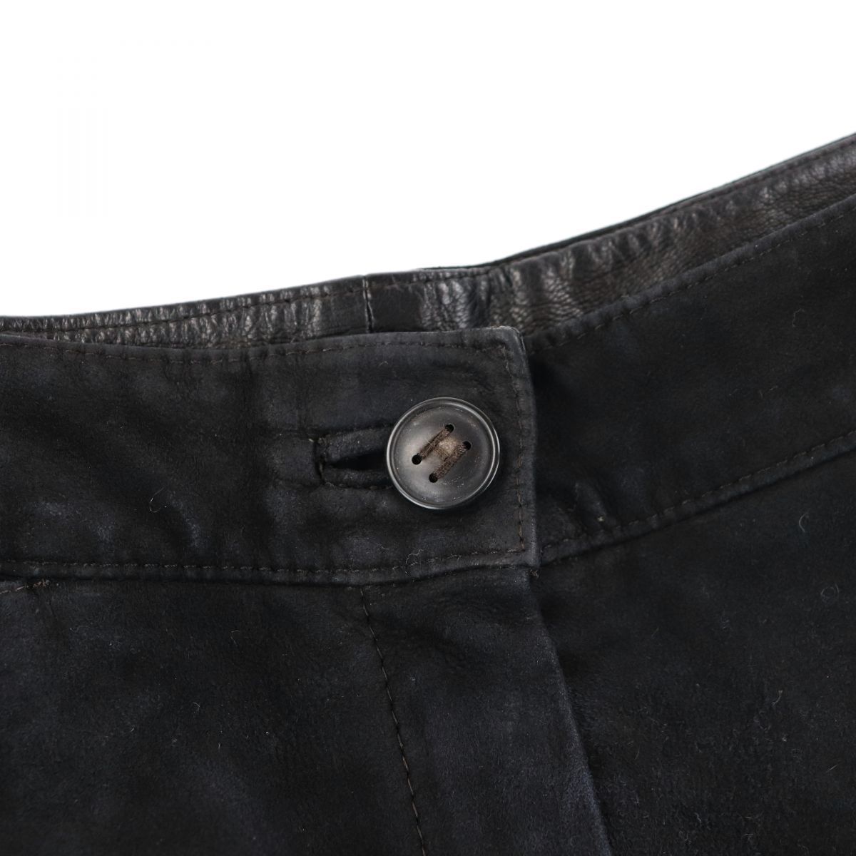エルメス マルジェラ期 スエードレザーパンツ レディース 黒 34 Hロゴ