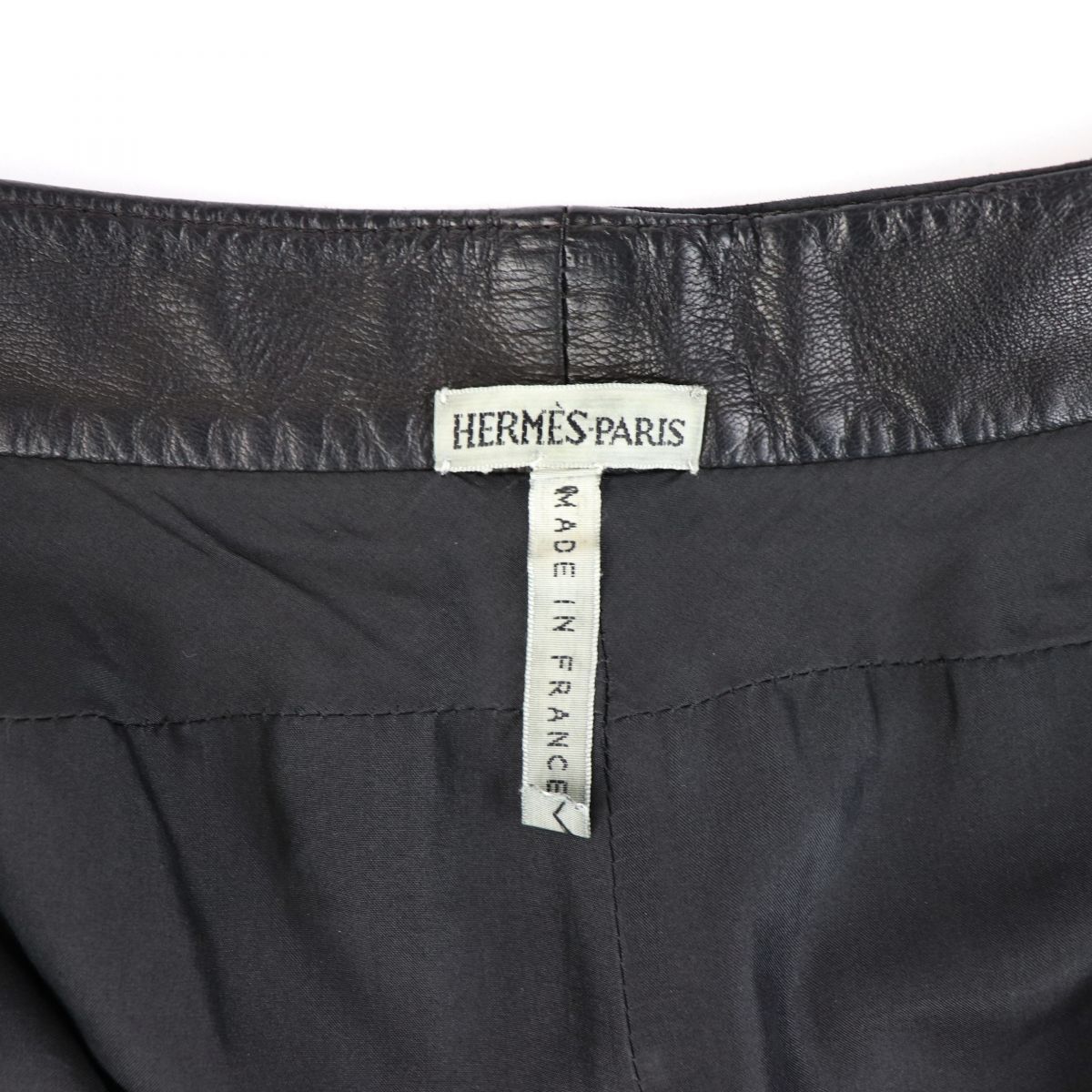 エルメス マルジェラ期 スエードレザーパンツ レディース 黒 34 Hロゴ 