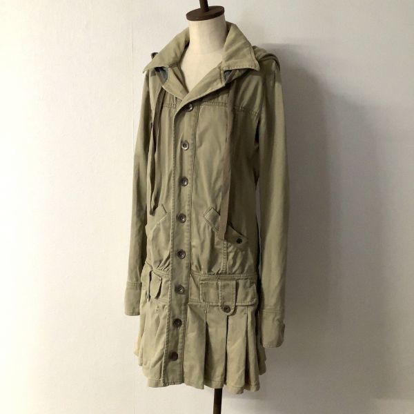 【抜群なシルエット】DIESEL ディーゼル フーディ デザインコート ビッグフード レディース Lサイズ カーキ