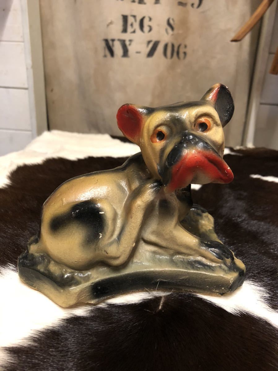 石膏 vintageブルドッグ 置物 【vintage】フレンチブル 石膏 店舗什器 antique ブロカント 古道具 アンティーク ヴィンテージ US 古着 雑貨 ブルドッグ dog 20s 30s 40s