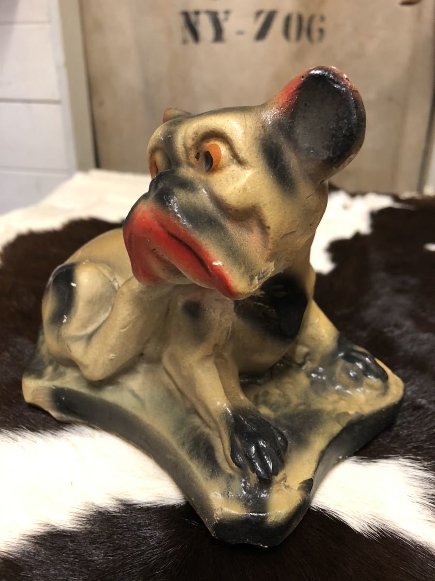 石膏 vintageブルドッグ 置物 【vintage】フレンチブル 石膏 店舗什器 antique ブロカント 古道具 アンティーク ヴィンテージ US 古着 雑貨 ブルドッグ dog 20s 30s 40s