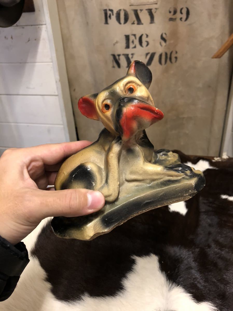 石膏 vintageブルドッグ 置物 【vintage】フレンチブル 石膏 店舗什器 antique ブロカント 古道具 アンティーク ヴィンテージ US 古着 雑貨 ブルドッグ dog 20s 30s 40s