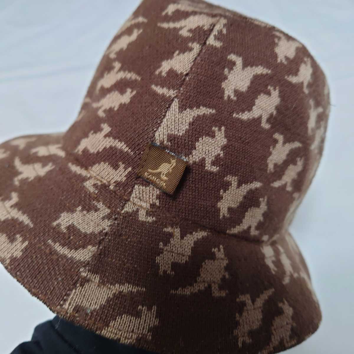 KANGOL カンゴール バケットハット ウール 総柄 ロゴ ブラウン 希少