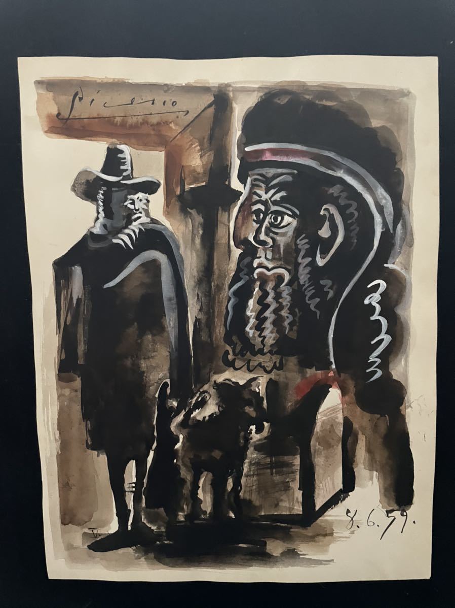 超希少 肉筆 パブロ ピカソ Picasso 手書き 油彩画 ”泣く女” 約60.0