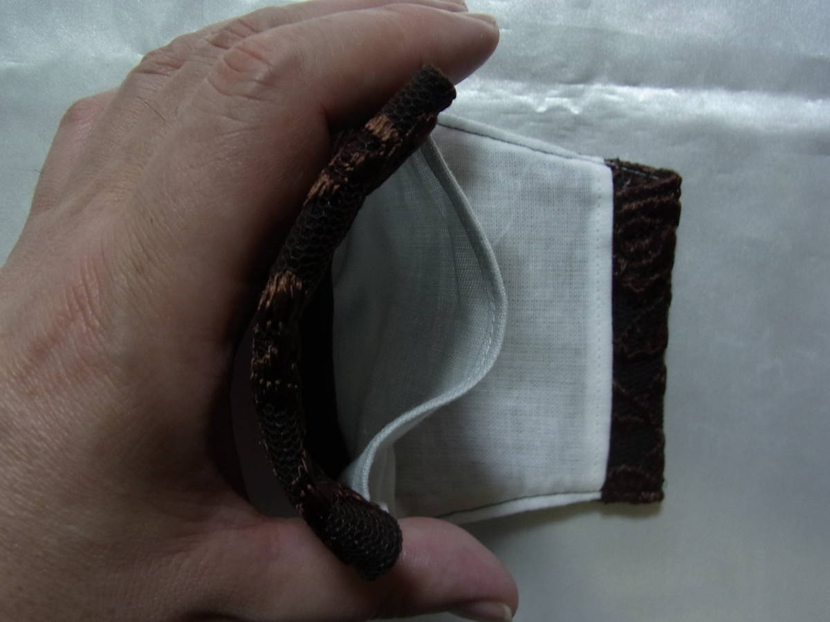 立体インナーマスク兼マスクカバー 黒レース生地（茶色）_5