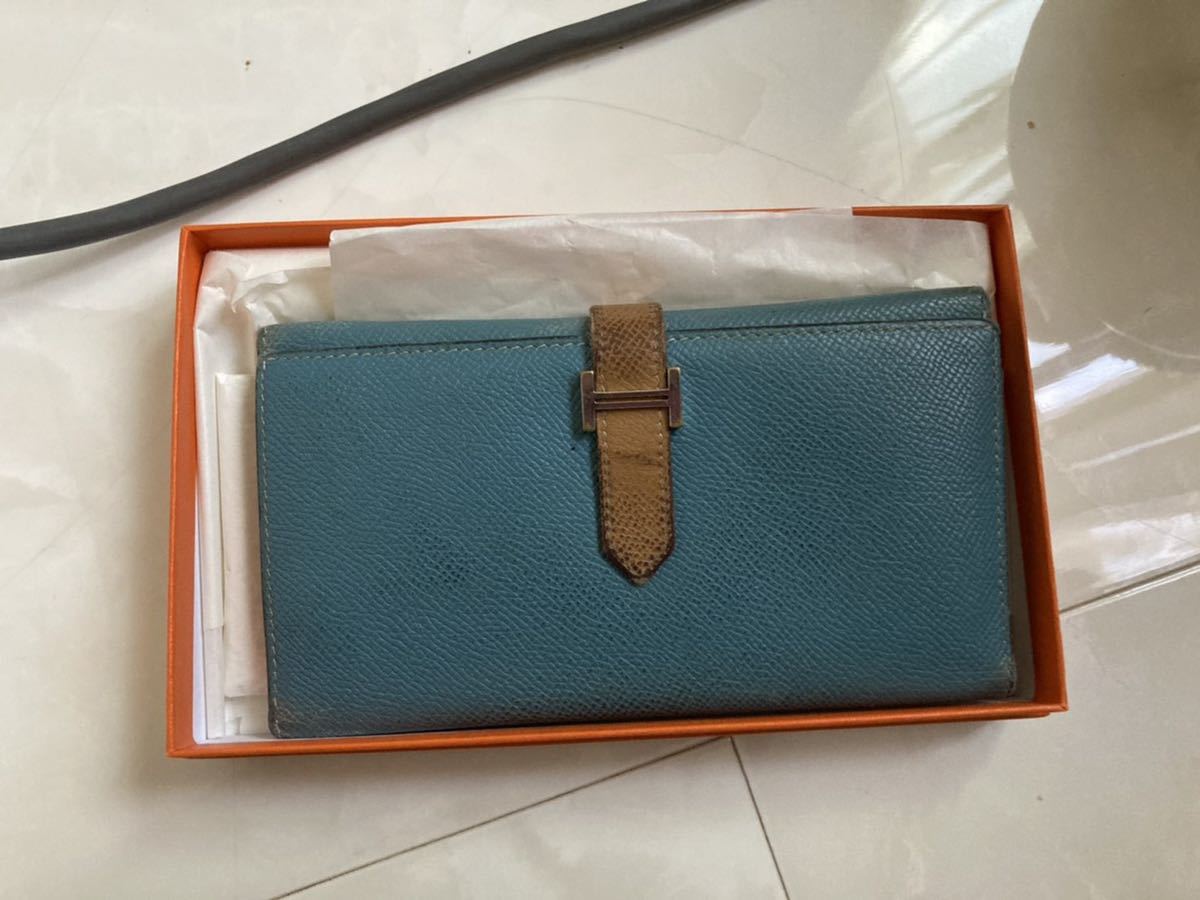 ブルージーン エルメス HERMES ベアン ヴォーエプソン 長財布 HERMES 