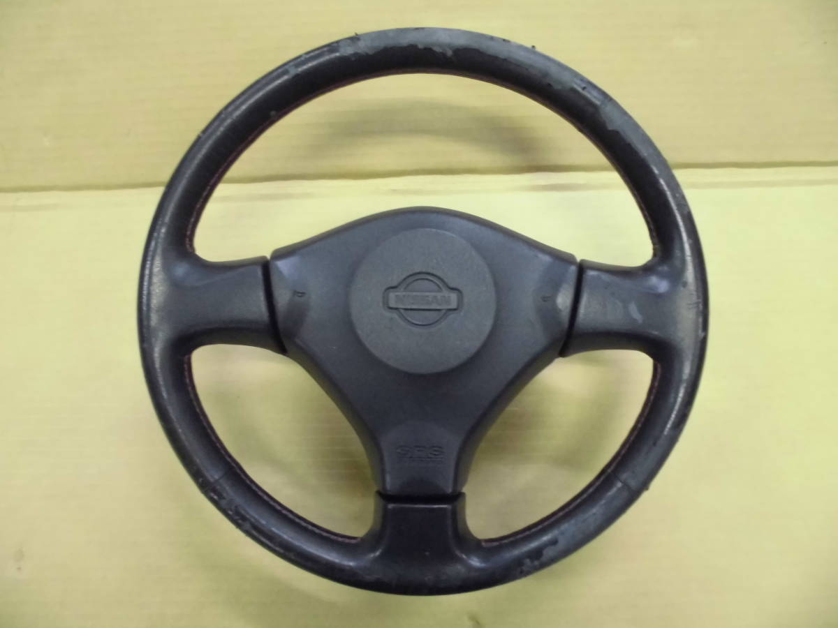 スカイライン ER34 25GTターボ 純正ハンドル ステアリング 赤ステッチ マニュアル用 ENR34 HR34 日産 NISSAN SKYLINE 張替えベース等に☆