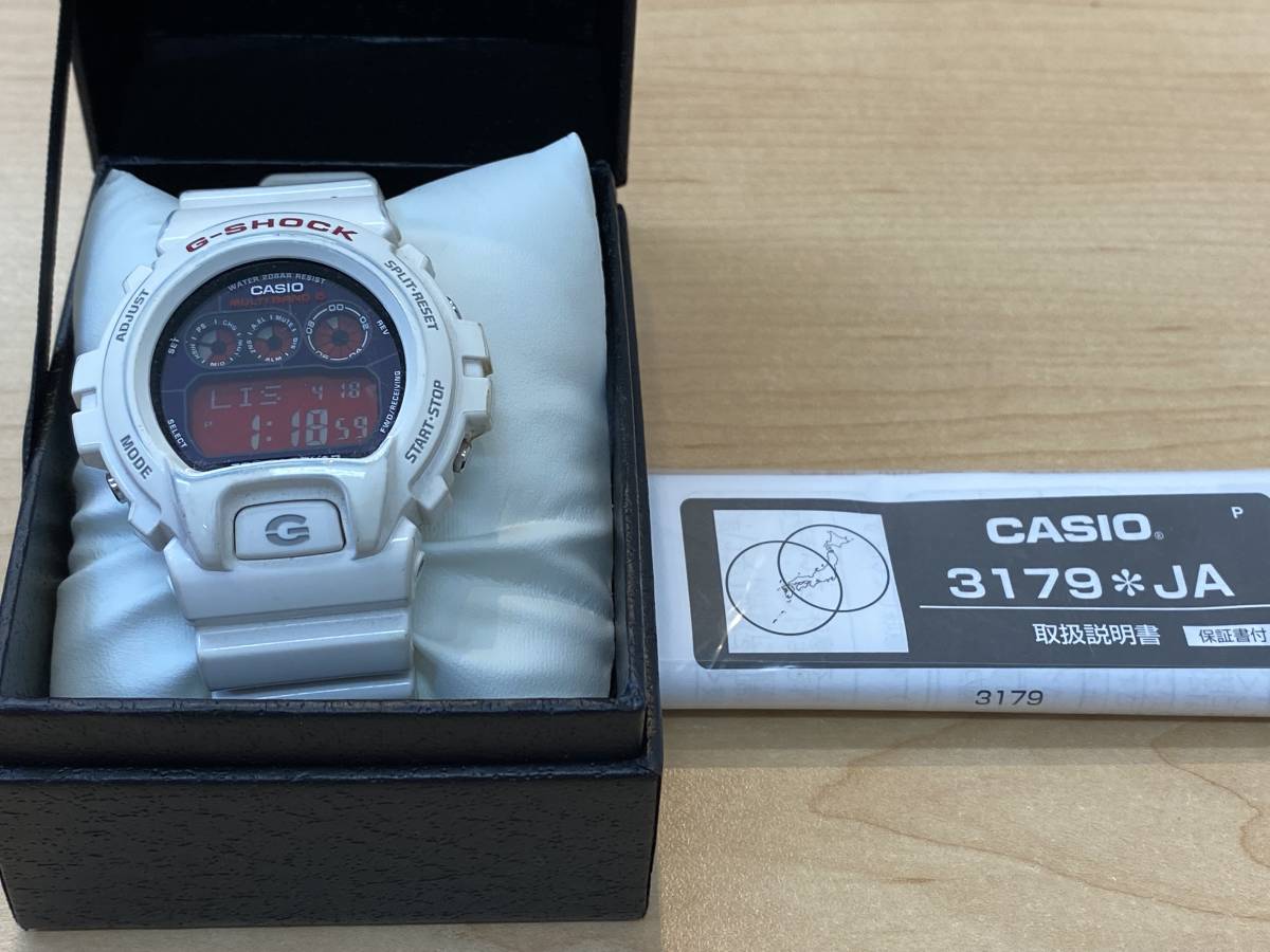 ★【中古】動作品 CASIO カシオ G-SHOCK G-ショック GW-6900F-7JF TOUGH SOLAR MULTI BAND 6 マルチバンド6 白 ホワイト 白×赤★