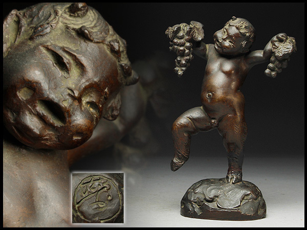 Cq587 時代物 彫刻家 小倉右一郎作 ブロンズ 葡萄を持つ子鬼像 置物 高さ23 5cm 重1 8kg 西洋彫刻 売買されたオークション情報 Yahooの商品情報をアーカイブ公開 オークファン Aucfan Com