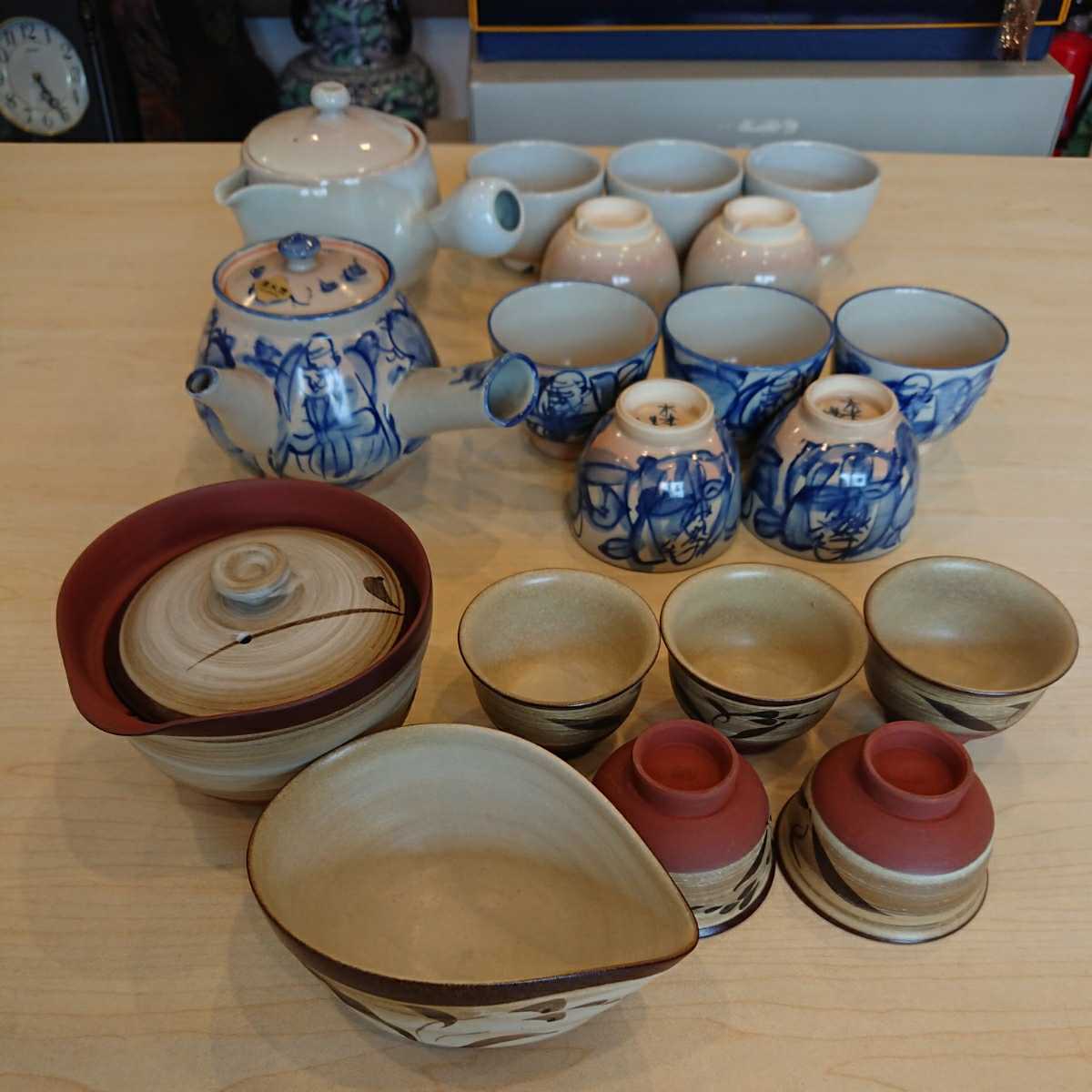 ◇名釜！各地の茶器セット 3セット 急須3 湯呑みはそれぞれ5客3 