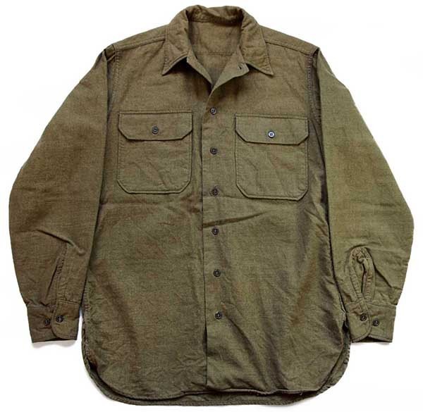 ☆40s 米軍 U.S.ARMY マチ付き ウールシャツ オリーブドラブ☆A 