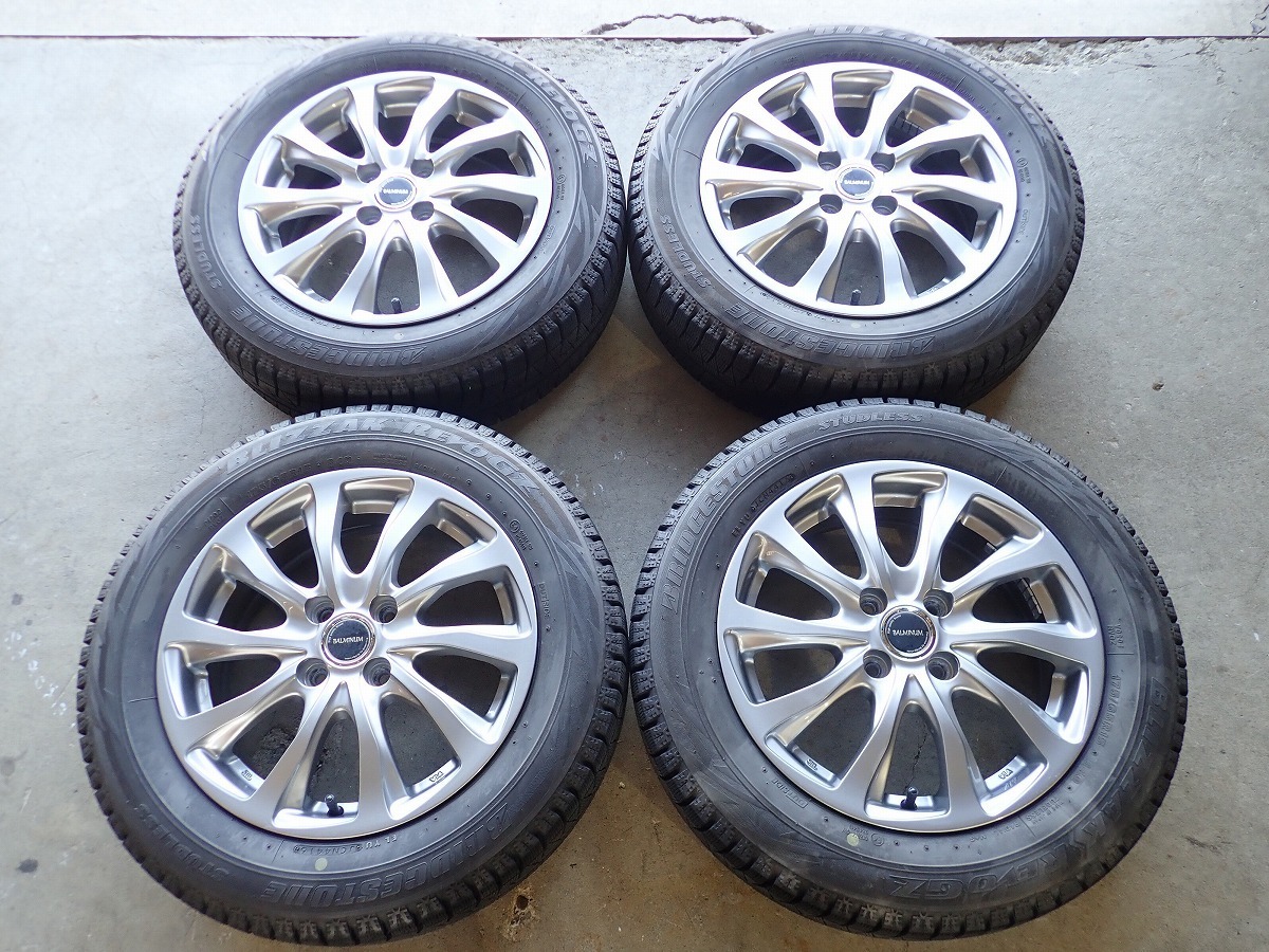 EF4286【送料無料175/65R15】アクア スペイド ヴィッツなどに ブリヂストン 中古スタッドレスセット ★15×5.5J 100/4H ET42★