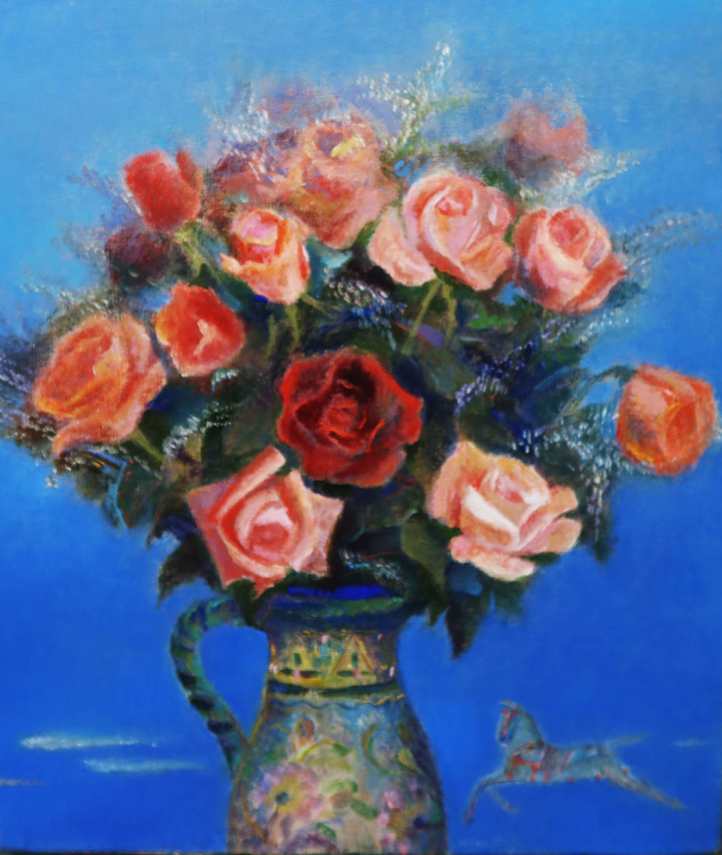 ☆真作保証☆ 絵画-油絵/油彩画 伊藤弘之「薔薇」肉筆原画/F10号/人気
