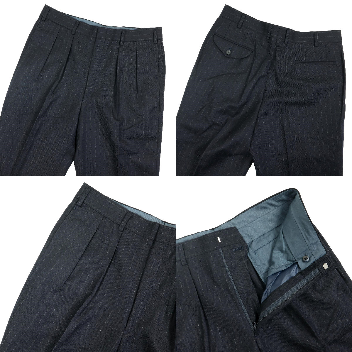 BURBERRY（セット&frasl;コーデ）のフリマアイテム一覧 BURBERRY（スーツ）のフリマアイテム一覧 【B732】【新品同様】【希少】Burberrys バーバリーズ セットアップ スーツ 3ピース ジャケット ブレザー パンツ ベスト ジレ ストライプ