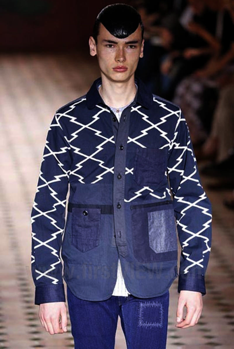 JUNYA WATANABE MAN 15SS 和柄 ストライプ チェック シャツ ジュンヤ 
