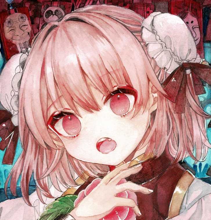 同人手描きイラスト 東方Project茨華仙 茨木華扇 色紙 水彩(手描き