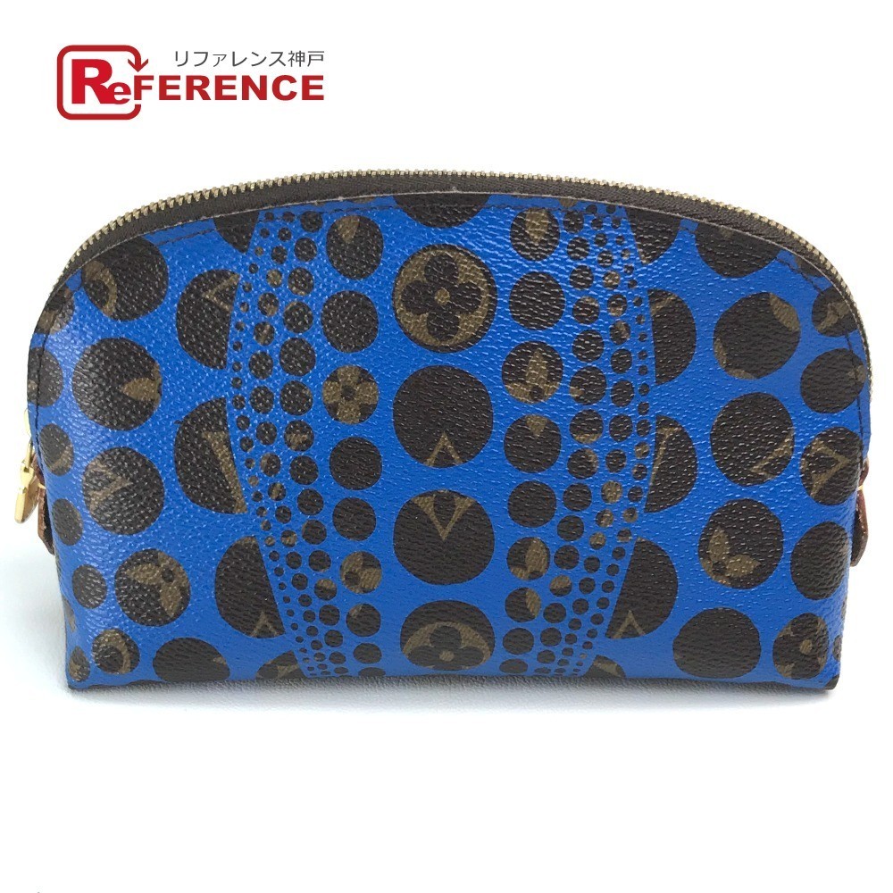 LOUIS VUITTON ルイヴィトン M47345 モノグラム パンプキンドット ポシェット コスメティック 草間彌生 ヤヨイ クサマ 化粧ポーチ ブルー