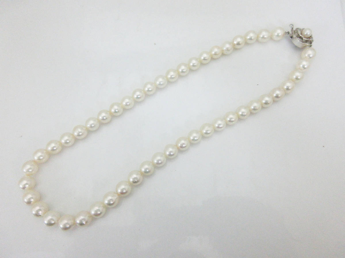 N1068【本真珠 ネックレス】8mm-8.5mm玉☆約40cm☆レディース 